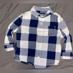 OshKosh B'gosh Navy and White Plaid Button Down Shirt